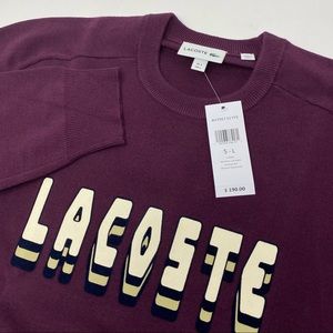Lacoste Purple Spell Out Graphic Crew Neck Sweater